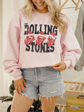 Rolling Stones Triple Santa Hat Pink Sweatshirt