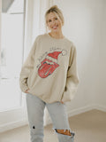 Rolling Stones Santa Hat Sand Thrifted Sweatshirt