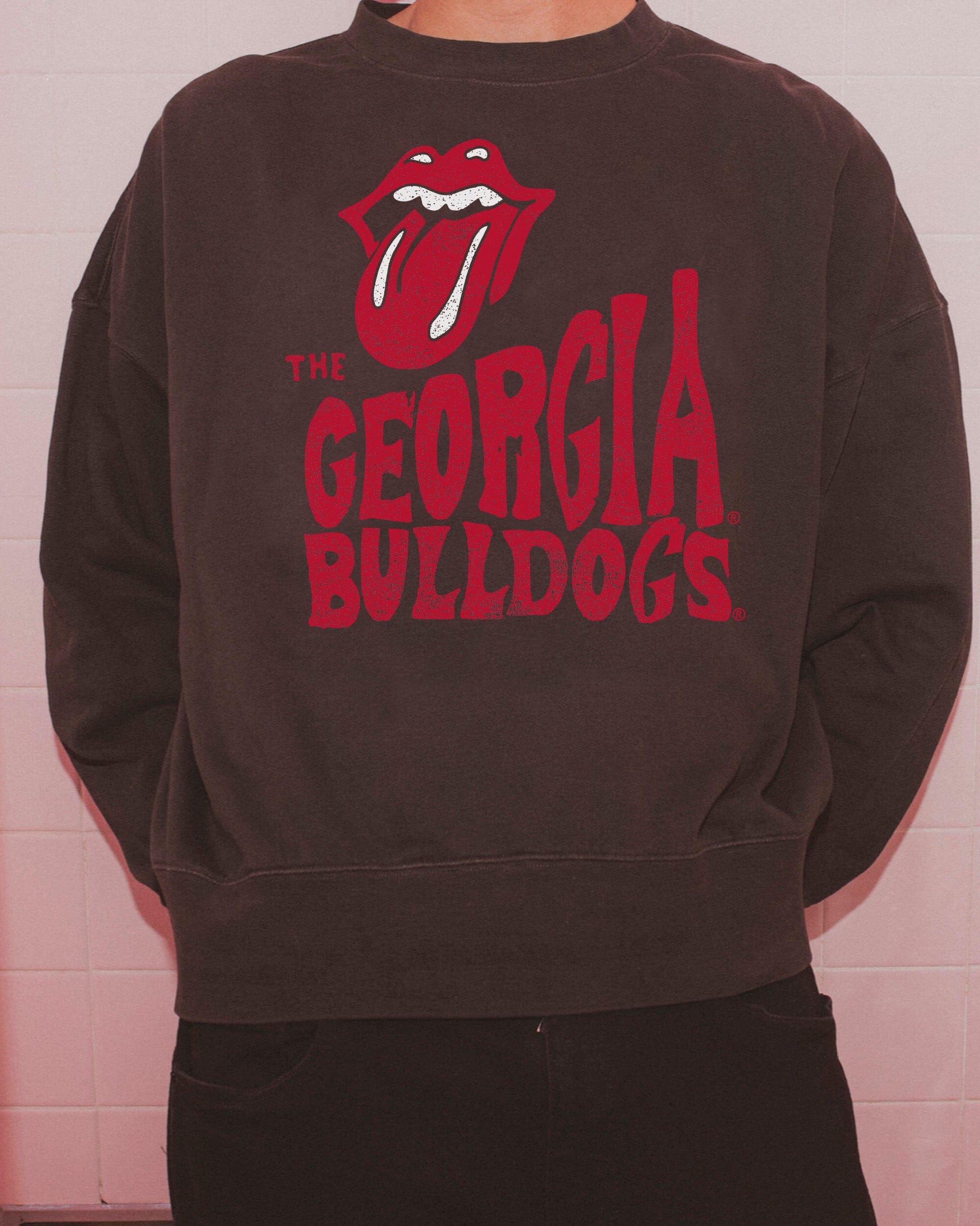 Rolling Stones UGA Bulldogs Dazed Smoke Oversized Crew Sweatshirt