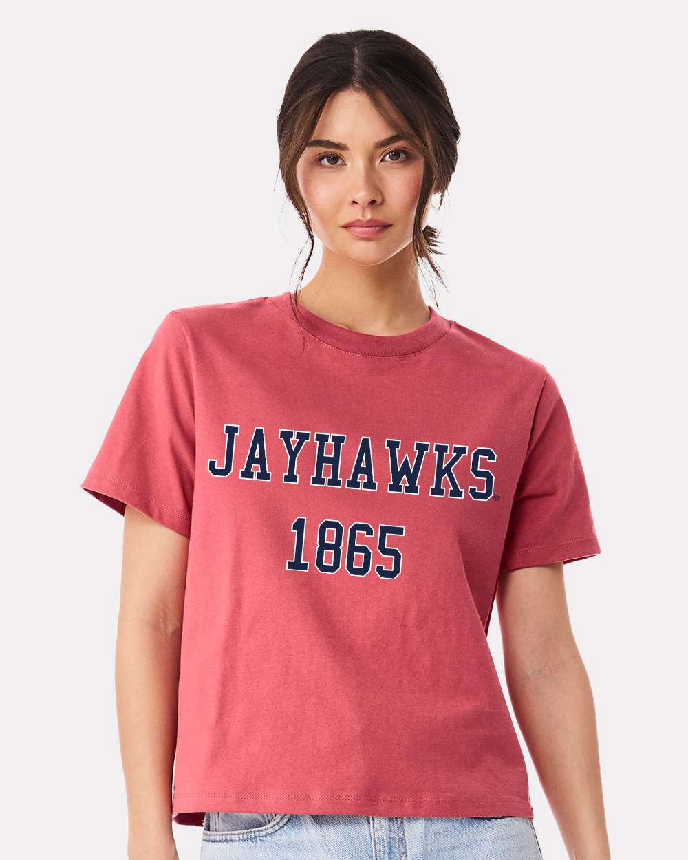 KU Jayhawks College Block Puff Ink Red Ellie Perfect Tee