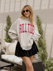 Bama Crimson Tide Double Tall Boy Gray Mock Neck Reversible Sweatshirt