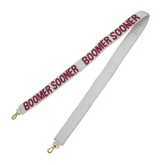 OU Boomer Sooner White Beaded Crossbody Purse Strap