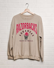 Arkansas Razorbacks Basketball Athletics Sand Thrifted Sweatshirt
