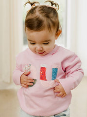 Children's OU Quilt Applique Pink Sweatshirt