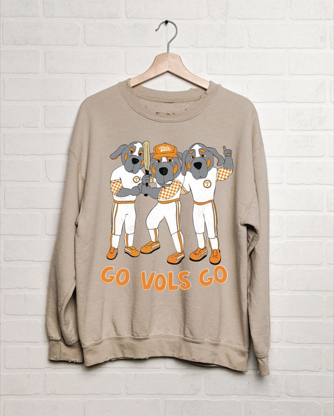 Tennessee Vols Baseball Fighters Mascot Thrifted Sand Sweatshirt
