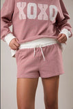 Red Cream Stripe Mid Rise Shorts