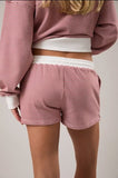 Red Cream Stripe Mid Rise Shorts