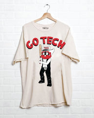 Texas Tech Baseball Mascot Fighter Off White Thrifted Tee
