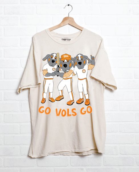 Tennessee Vols Baseball Mascot Fighter Off White Thrifted Tee