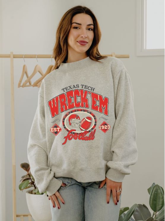 Texas Tech Gridiron Weekend Edit Ash Gray Mock Neck Sweatshirt