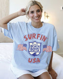 The Beach Boys USA Surf Emblem Light Blue Thrifted Tee