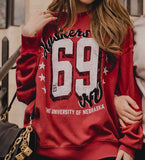 Nebraska Huskers Jersey Patch Red Chrome Hi Dive Sweatshirt