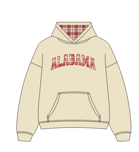 *COMING SOON* Alabama Crimson Tide Varsity Plaid Off White Hoodie