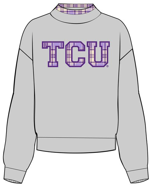 *COMING SOON* TCU Horned Frogs Varsity Plaid Mock Neck Sweatshirt
