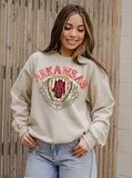 Arkansas Razorbacks Stripe Crest Natural Sweatshirt