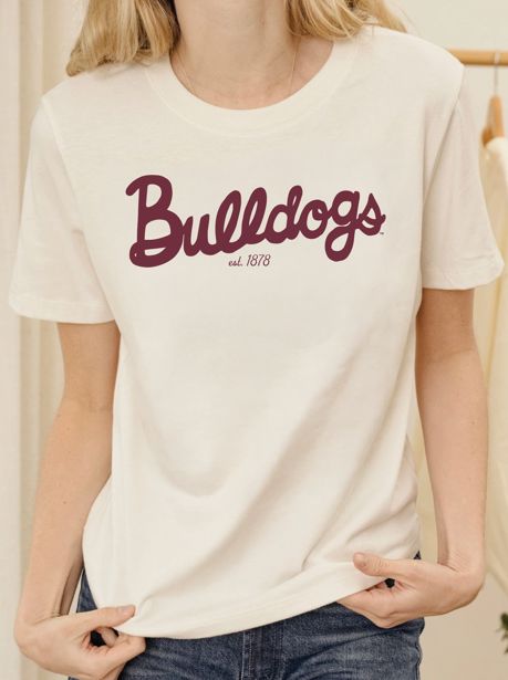 Mississippi State Bulldogs Bold Script Vintage White Ellie Heavyweight Tee