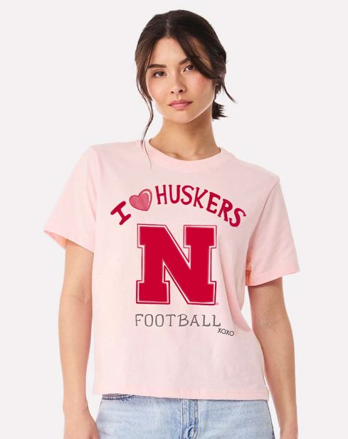 Nebraska Huskers Sporty Charm Pink Ellie Perfect Tee