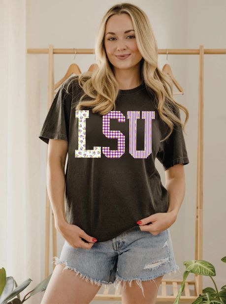 LSU Tigers Quilted Puff Ink Pepper CC Tee