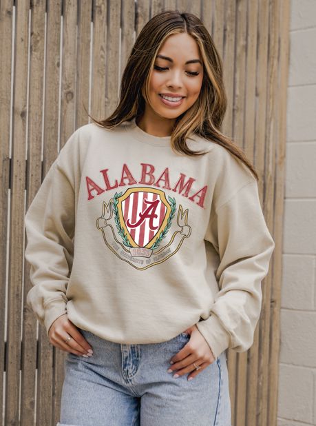 Alabama Crimson Tide Stripe Crest Natural Sweatshirt