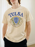 University of Tulsa Stripe Crest Off White Thrifted Tee