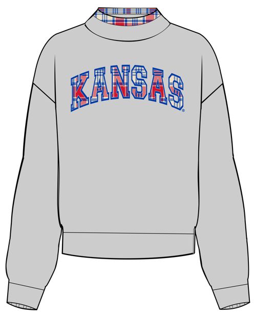 *COMING SOON* KU Jayhawks Varsity Plaid Mock Neck Sweatshirt
