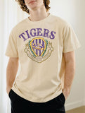 LSU Tigers Stripe Crest Off White Thrifted Tee