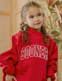Children's OU Sooners Polka Dot Puff Ink Red Mock Neck Sweatshirt