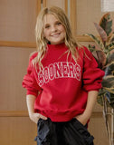 Children's OU Sooners Polka Dot Puff Ink Red Mock Neck Sweatshirt