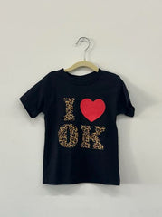 Children's I Heart OK Leopard Black Tee