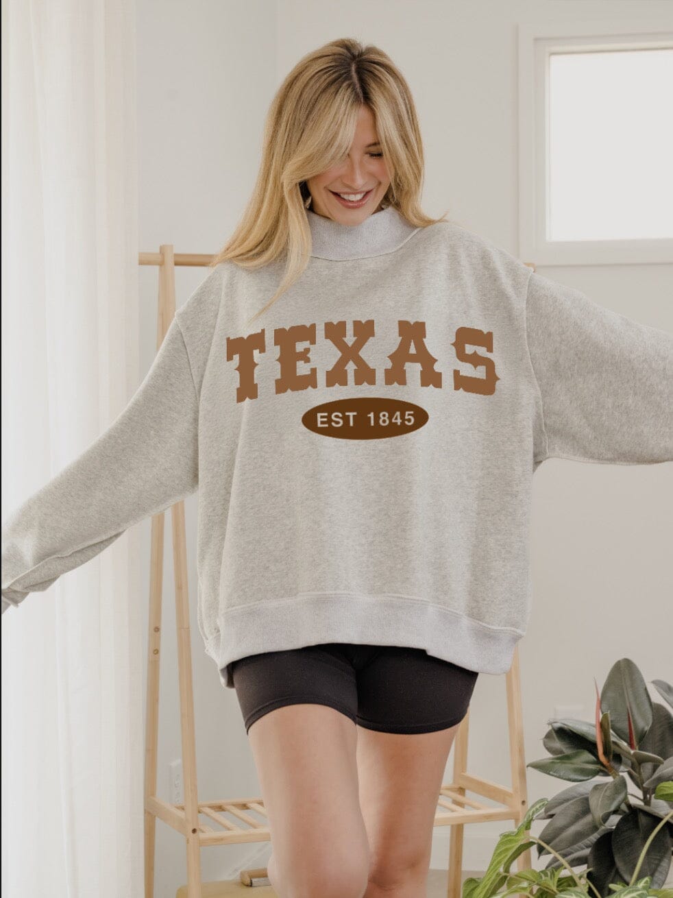 Texas Western Established Date Gray Mock Neck Reversible Sweatshirt