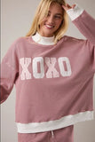 Red Cream Stripe XOXO Mock Neck Sweatshirt