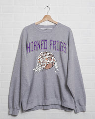 TCU Horned Frogs Basketball Fling Puff Ink Gray Thrifted Sweatshirt