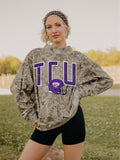 TCU Horned Frogs Helmet Fade Camo Weekend Mock Neck Sweatshirt