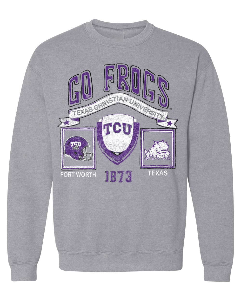 TCU Horned Frogs Prep Patch Gray Thrifted Sweatshirt