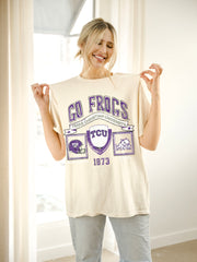 TCU Horned Frogs Prep Patch Off White Thrifted Tee