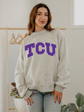 TCU Horned Frogs Polka Dot Puff Ink Weekend Ash Gray Mock Neck Sweatshirt