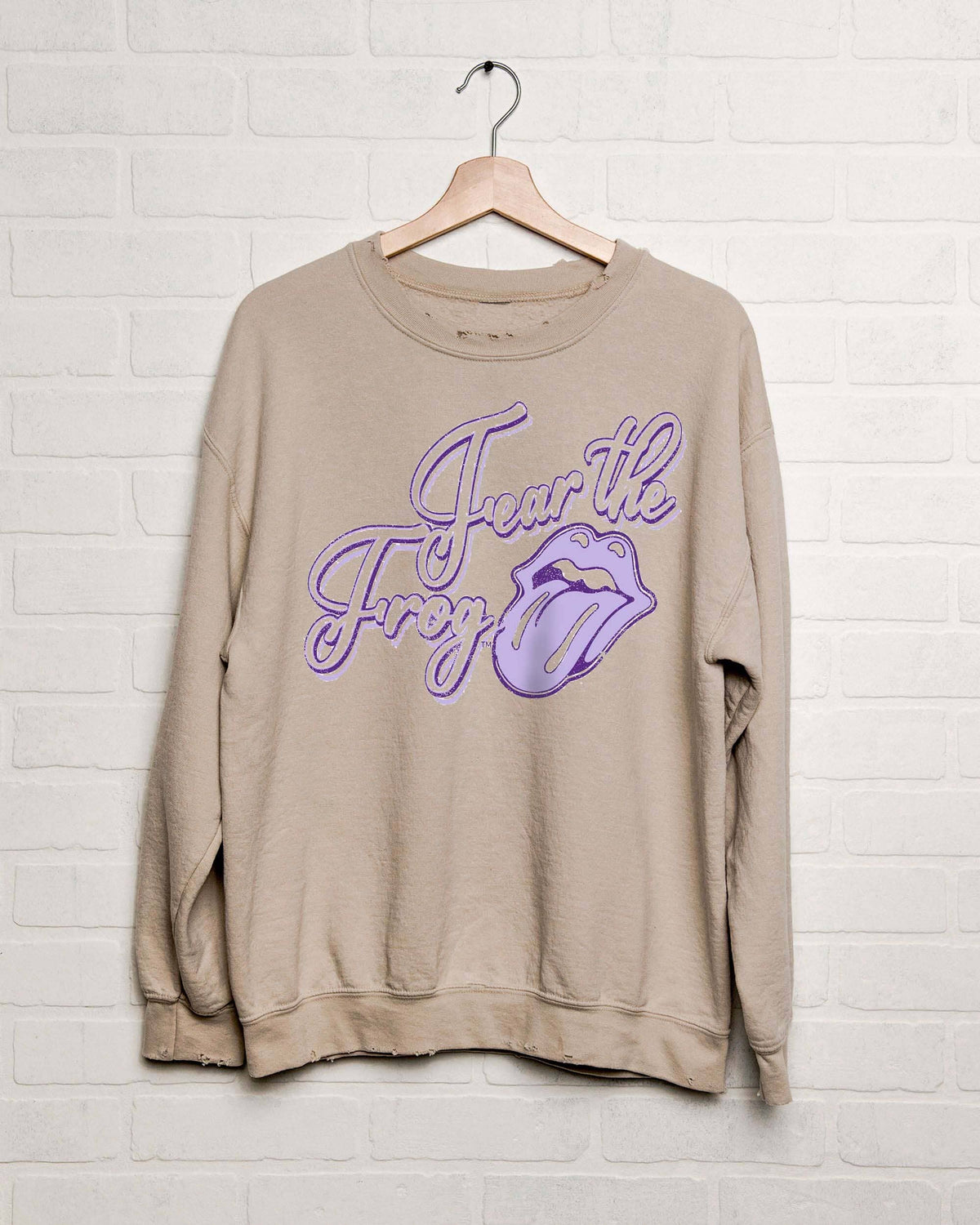 Rolling Stones TCU Horned Frogs Malibu Puff Ink Sand Thrifted Sweatshirt