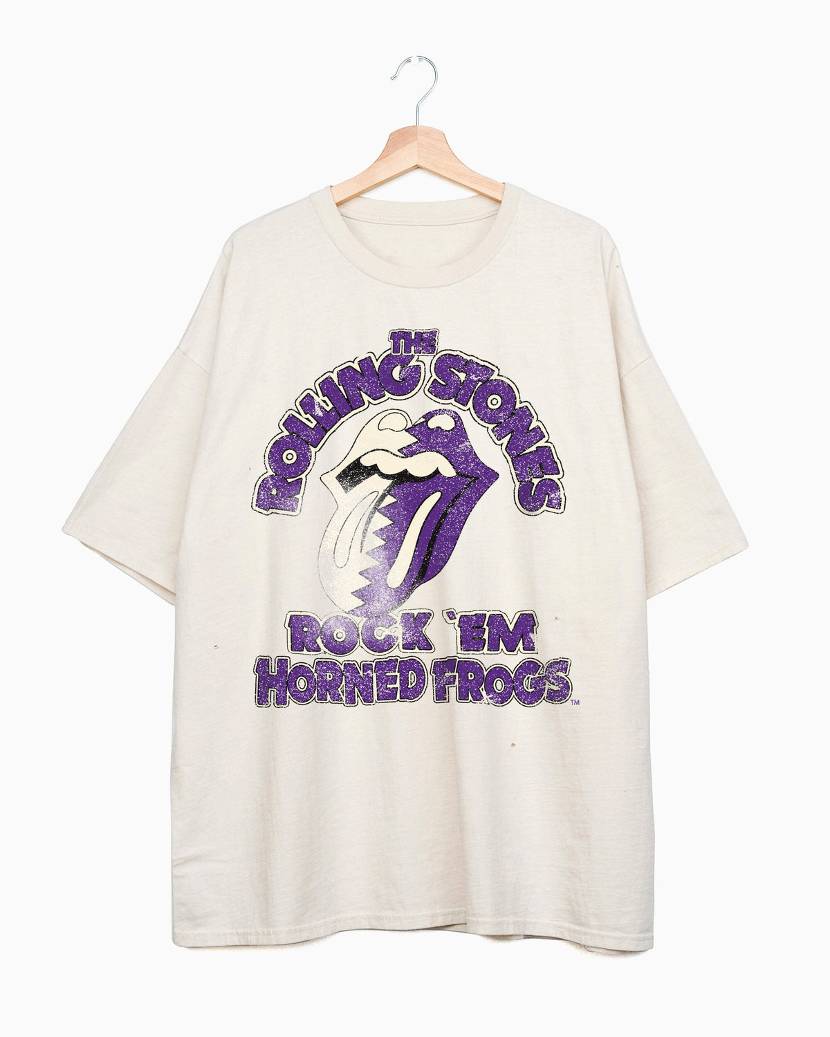 Rolling Stones Rock 'Em TCU Horned Frogs Off White One Size Tee