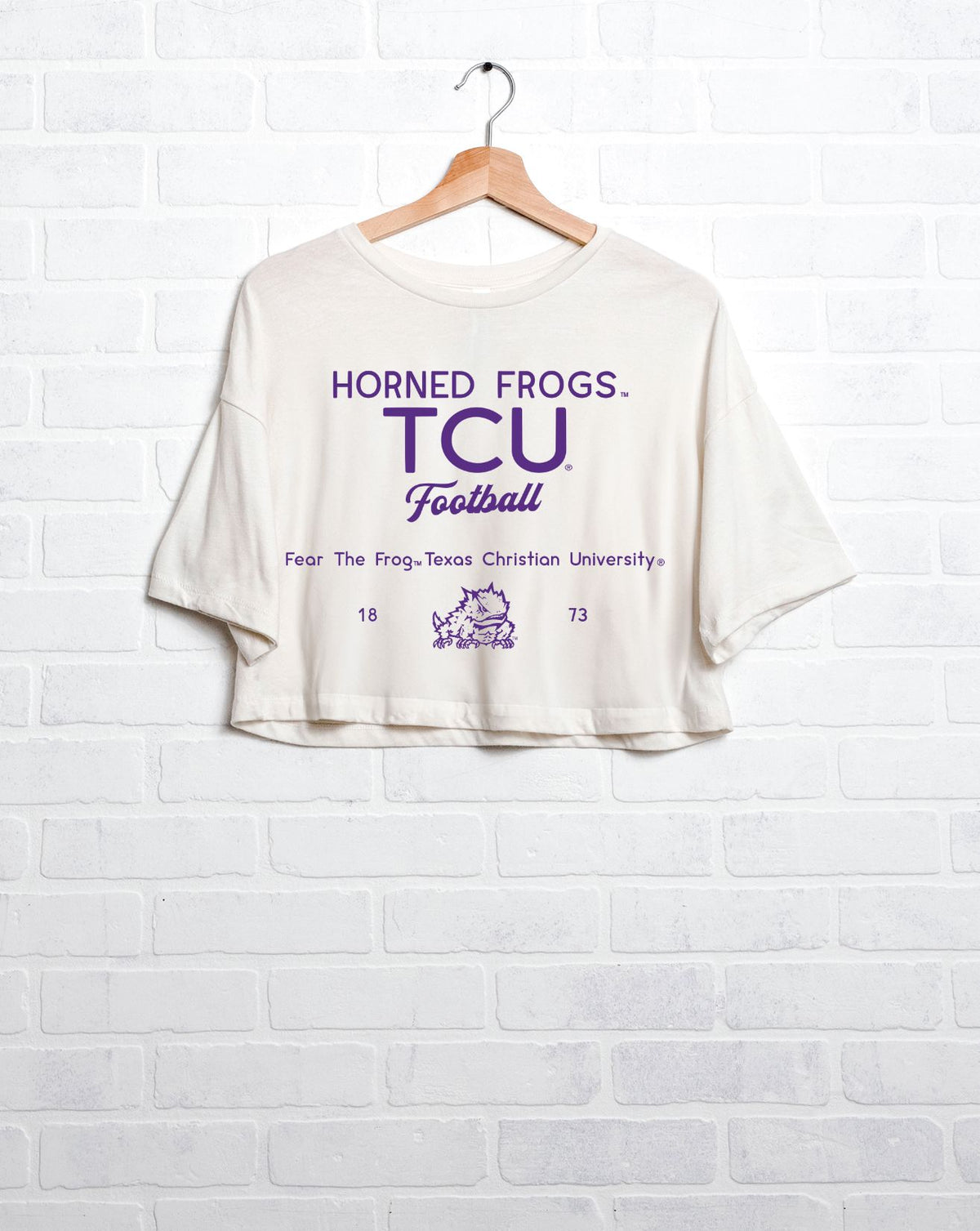 TCU Horned Frogs Shot Off Off White Cropped Tee
