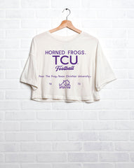 TCU Horned Frogs Shot Off Off White Cropped Tee