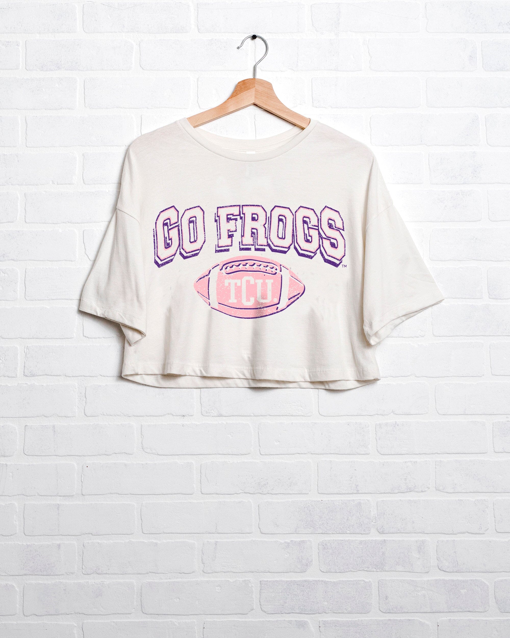 TCU Horned Frogs Wonka Football Off White Cropped Tee