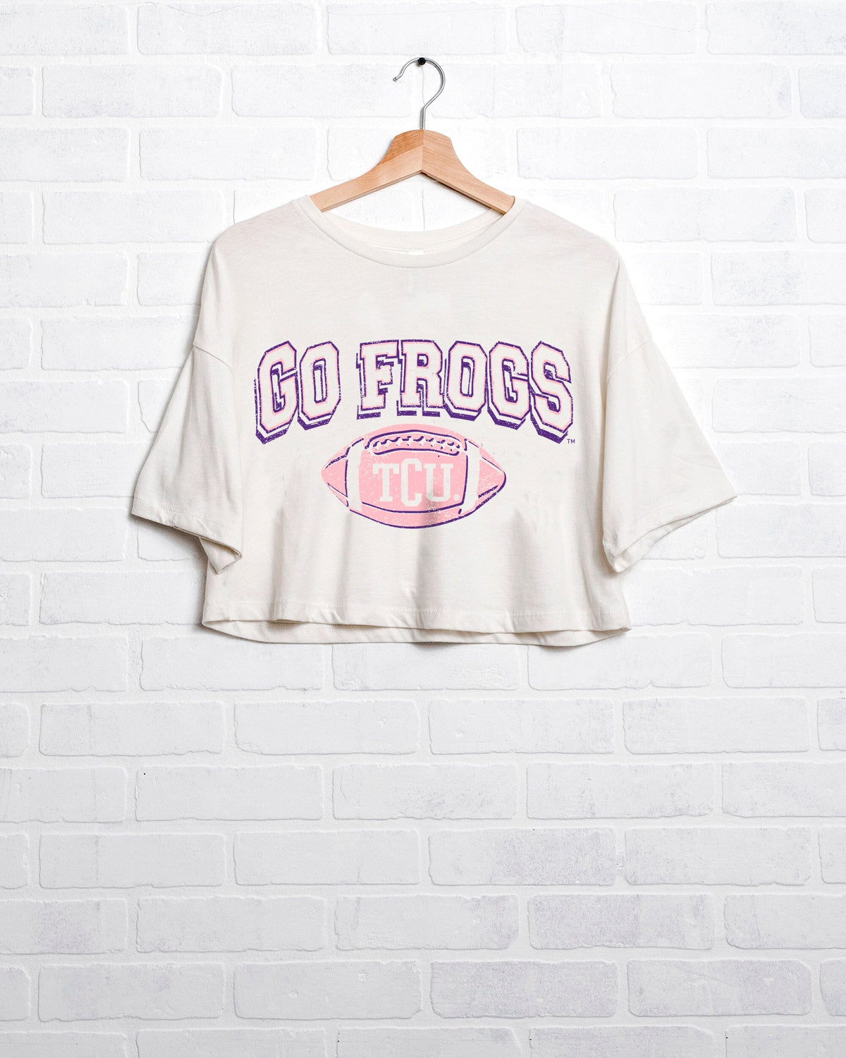 TCU Horned Frogs Wonka Football Off White Cropped Tee