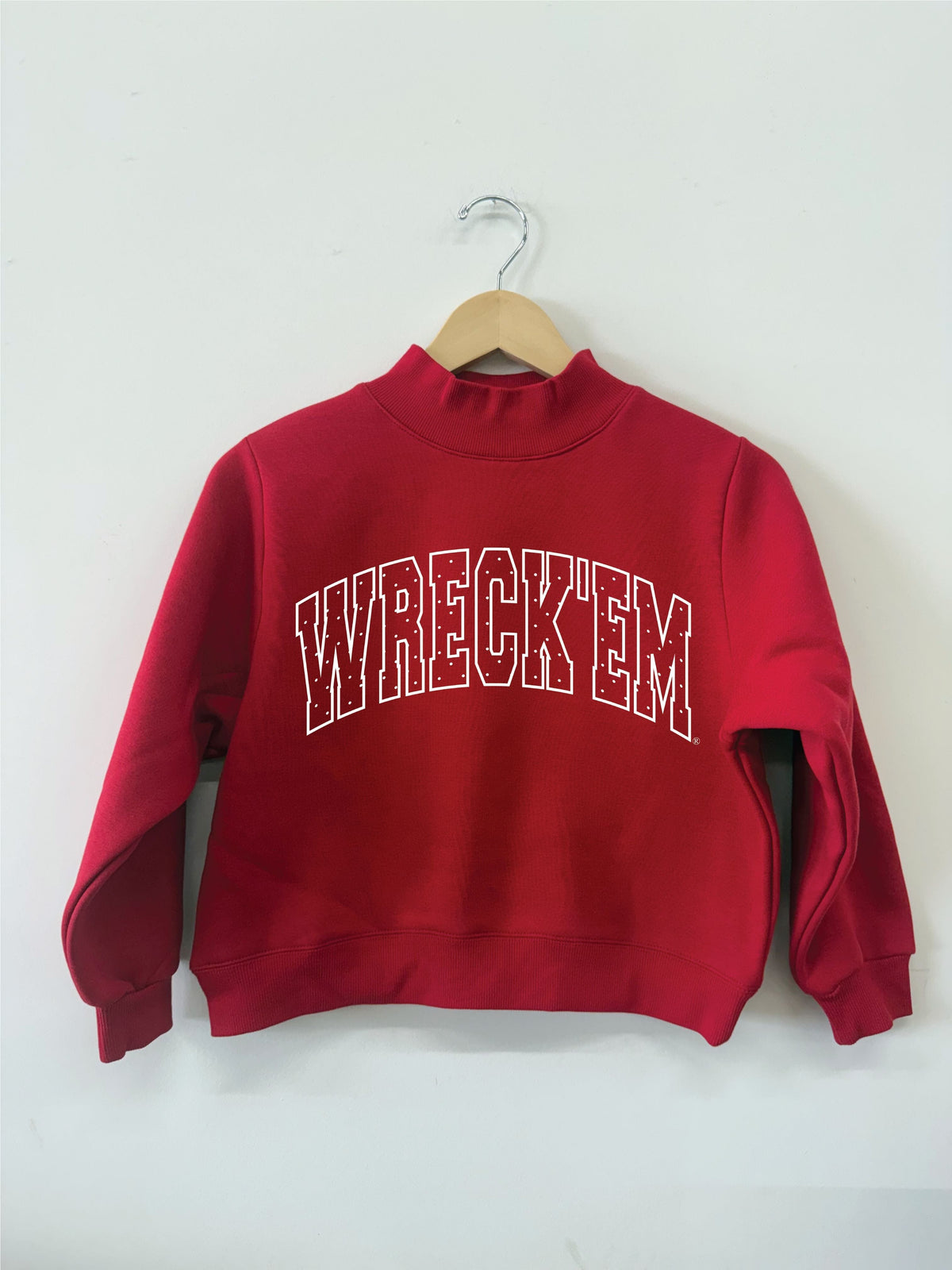 Children's Texas Tech Polka Dot Puff Ink Red Mock Neck Sweatshirt