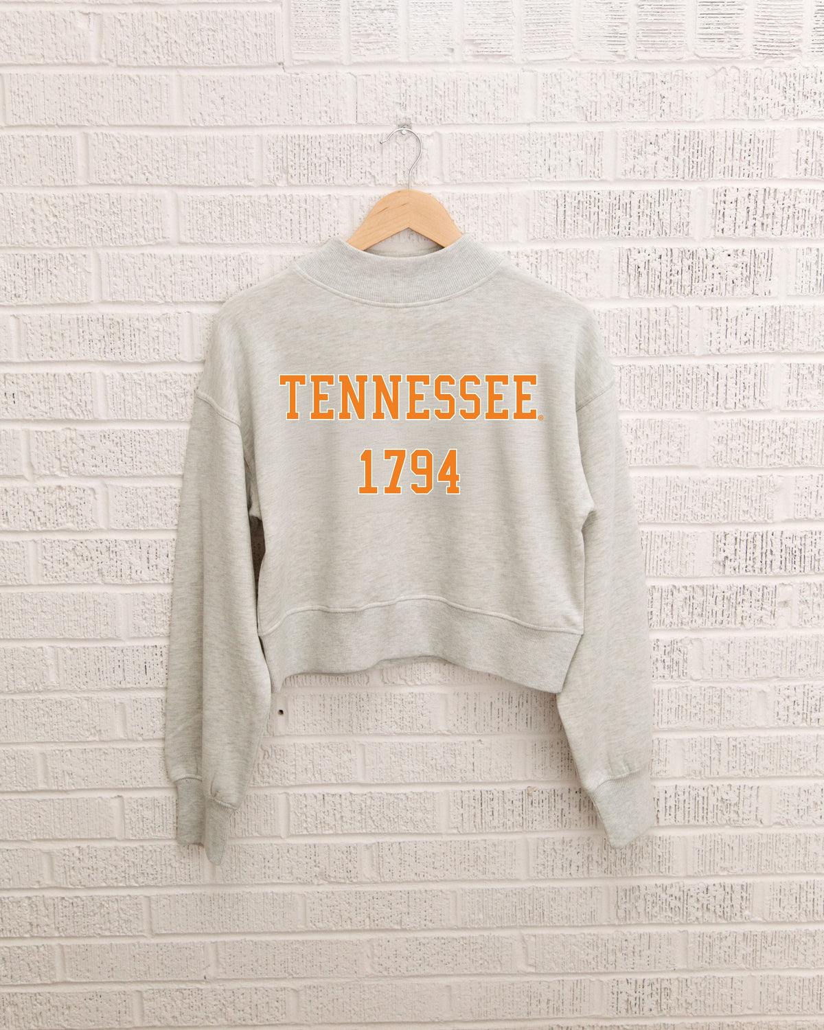Tennessee Vols College Block Puff Ink Gray Mock Neck Hi-Dive Sweatshirt