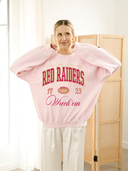 Texas Tech Wave Arch Pink Thrifted Sweatshirt