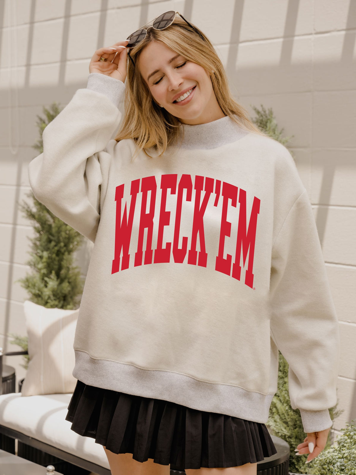 Texas Tech Tall Boy Gray Mock Neck Reversible Sweatshirt