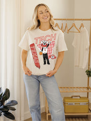 Texas Tech Courtside Basketball Off White Thrifted Tee