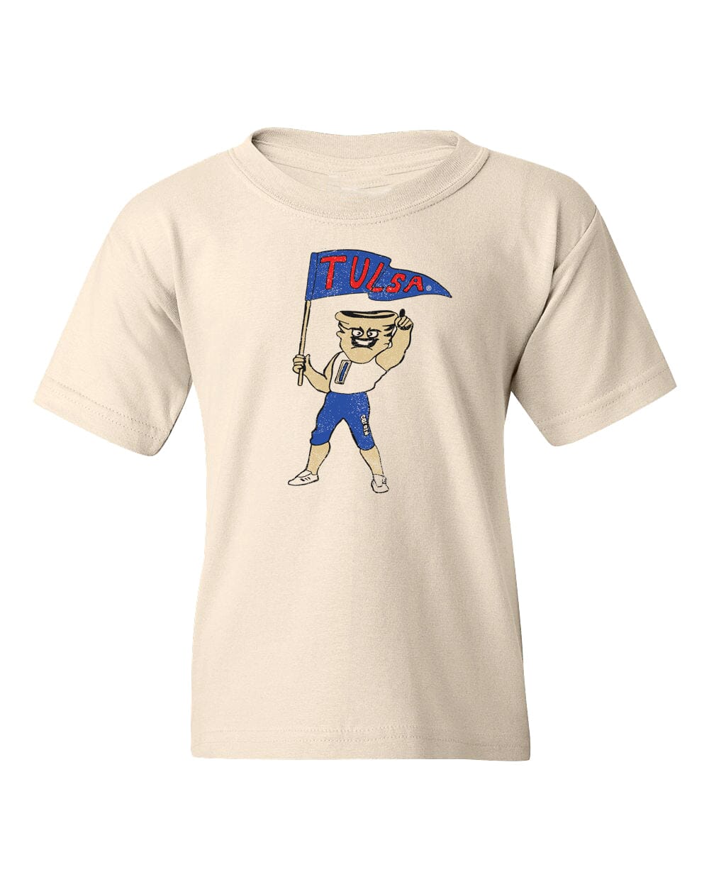 Children's TU Tulsa Golden Hurricane Mascot Flag Cream Tee