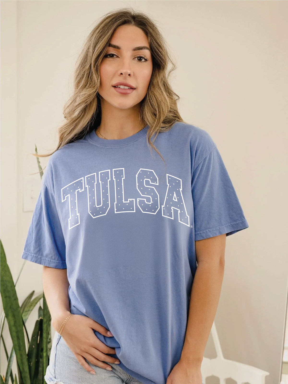 University of Tulsa Polka Dot Puff Ink Blue CC Tee