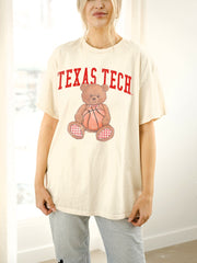 Texas Tech Basketball Bear Off White Thrifted Tee